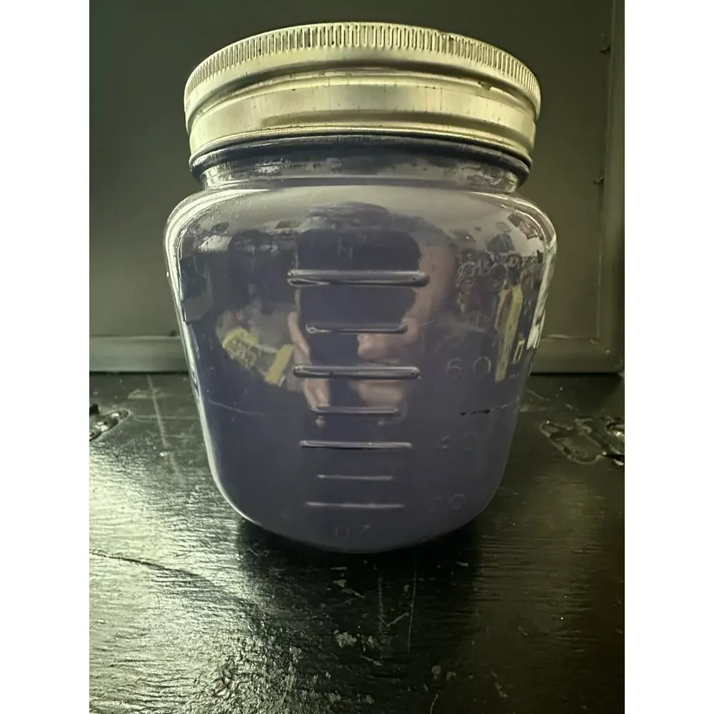 Mason Craft - Blue Glass Storage Canister Jar Metal Lid